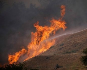 Примерная площадь пожара склона горы возле поселка Ерменсай составляет 20 -22 гектара